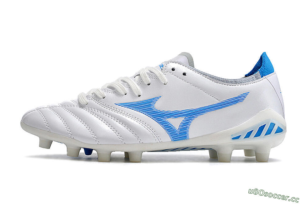 Men's Mizuno Morelia Neo 3 Pro FG Firm Ground Low-Tops Football Boots - White/Blue/White 0