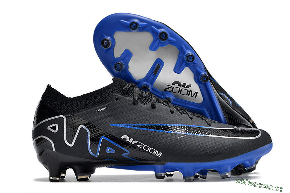 Men's Nike Air Zoom Mercurial Vapor 15 Elite AG Artificial Grass Low-Tops Football Boots - Black/Blue/White 2