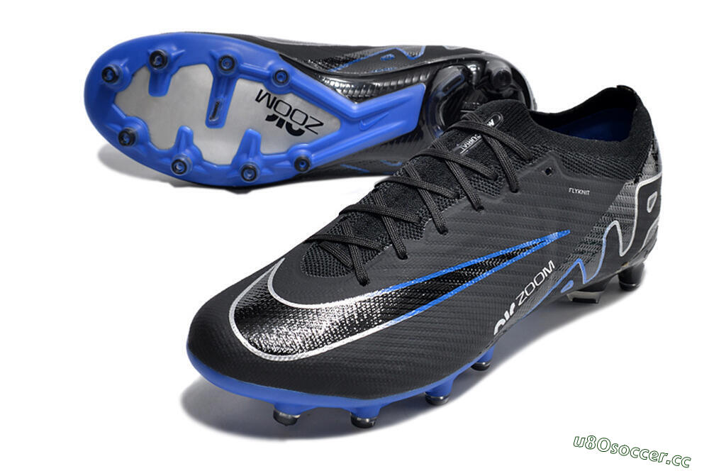 Men's Nike Air Zoom Mercurial Vapor 15 Elite AG Artificial Grass Low-Tops Football Boots - Black/Blue/White 3