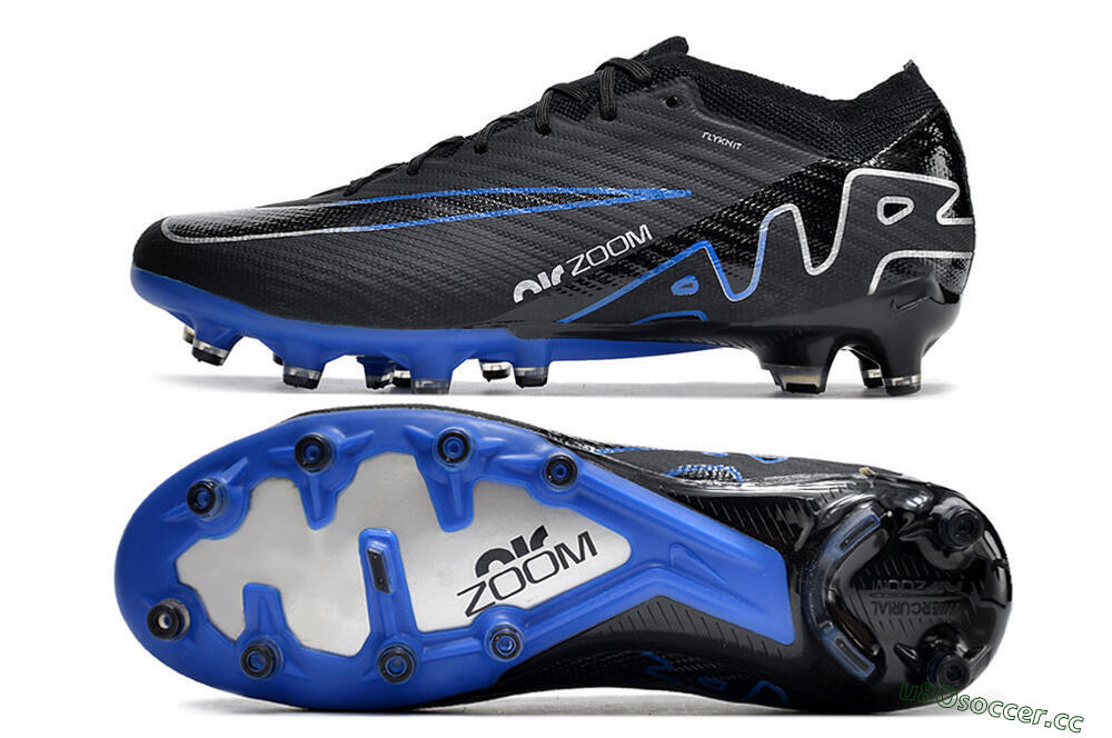 Men's Nike Air Zoom Mercurial Vapor 15 Elite AG Artificial Grass Low-Tops Football Boots - Black/Blue/White 1