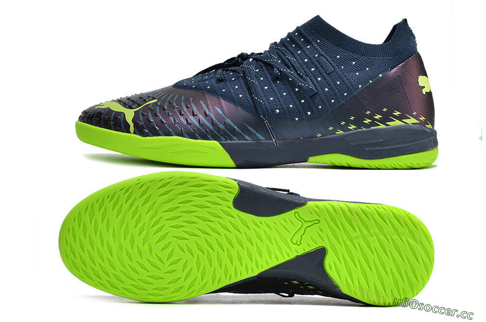 Men's Puma Future Z 1.3 Teazer IC Indoor & Futsal Low-Tops Football Shoes - Blue/Green 1
