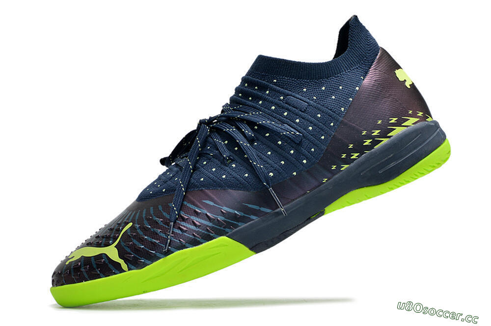Men's Puma Future Z 1.3 Teazer IC Indoor & Futsal Low-Tops Football Shoes - Blue/Green 5