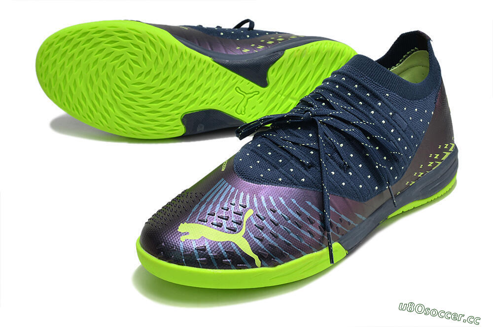 Men's Puma Future Z 1.3 Teazer IC Indoor & Futsal Low-Tops Football Shoes - Blue/Green 3
