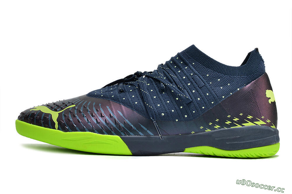 Men's Puma Future Z 1.3 Teazer IC Indoor & Futsal Low-Tops Football Shoes - Blue/Green 0