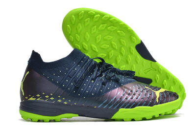 Men's Puma Future Z 1.3 Teazer TF Artificial Turf Low-Tops Football Shoes - Blue/Green