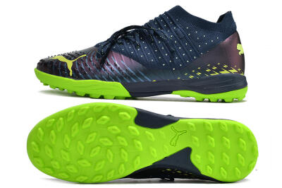 Men's Puma Future Z 1.3 Teazer TF Artificial Turf Low-Tops Football Shoes - Blue/Green