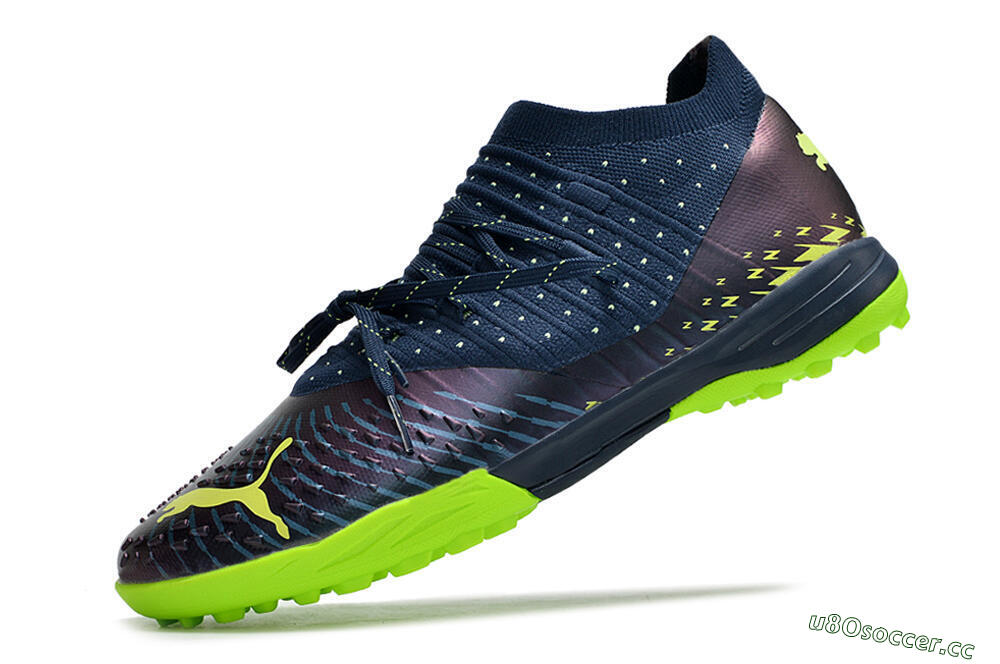 Men's Puma Future Z 1.3 Teazer TF Artificial Turf Low-Tops Football Shoes - Blue/Green 5