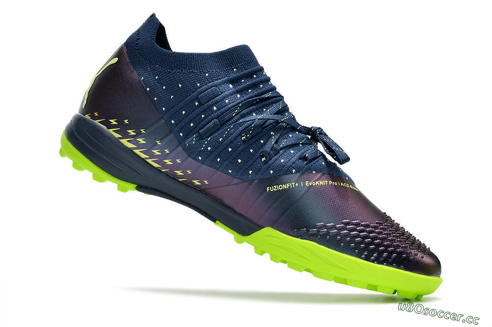 Men's Puma Future Z 1.3 Teazer TF Artificial Turf Low-Tops Football Shoes - Blue/Green 4