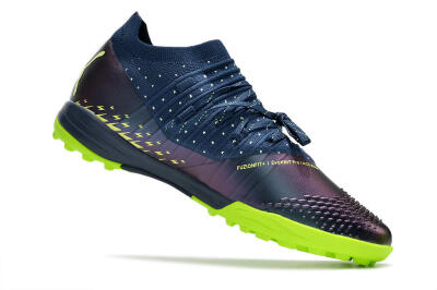 Men's Puma Future Z 1.3 Teazer TF Artificial Turf Low-Tops Football Shoes - Blue/Green
