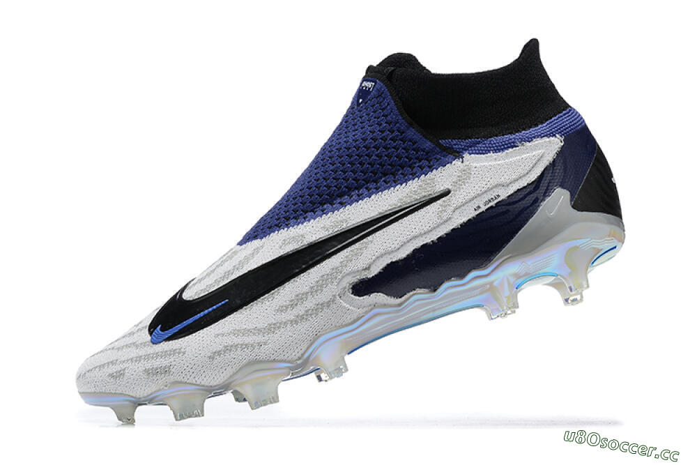 Men's Nike Phantom GX Elite DF FG Firm Ground High-Tops Football Boots - White/Black/Blue 7