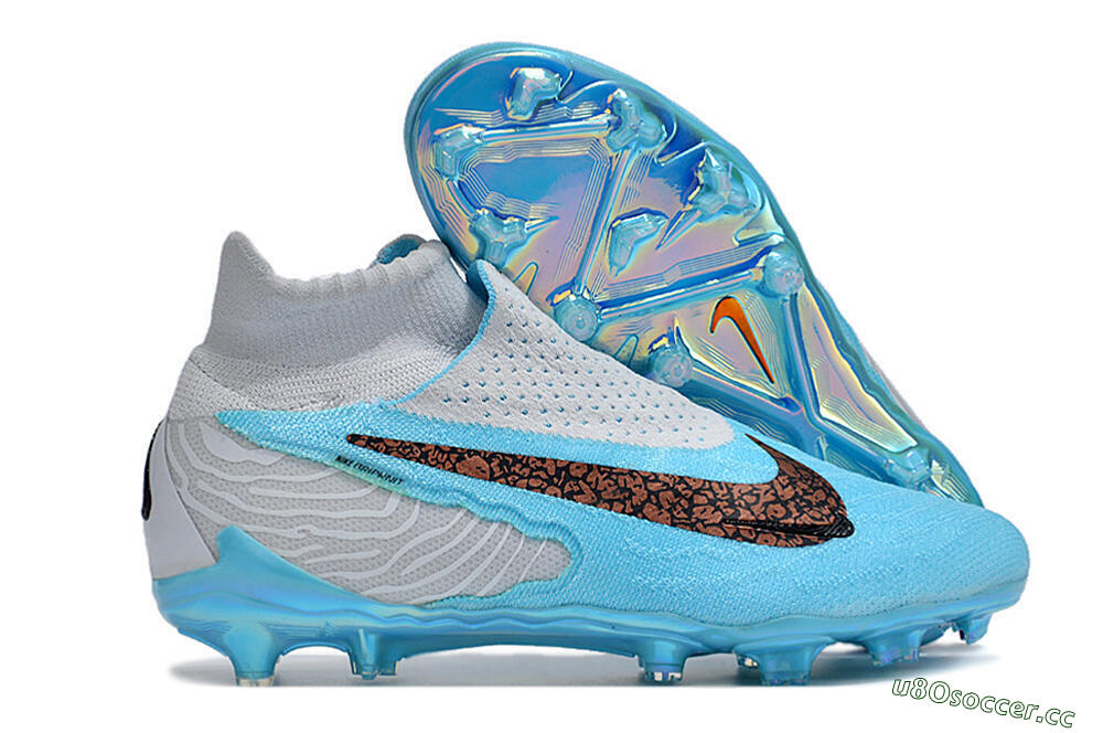 Unisex Nike Phantom GX Elite DF FG Firm Ground High-Tops Football Boots - Blue/White/Black 2