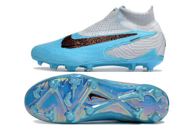 Unisex Nike Phantom GX Elite DF FG Firm Ground High-Tops Football Boots - Blue/White/Black