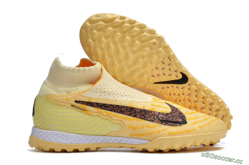 Unisex Nike Phantom GX Elite DF Link TF Artificial Turf High-Tops Football Shoes - Yellow/Black/Brown 2