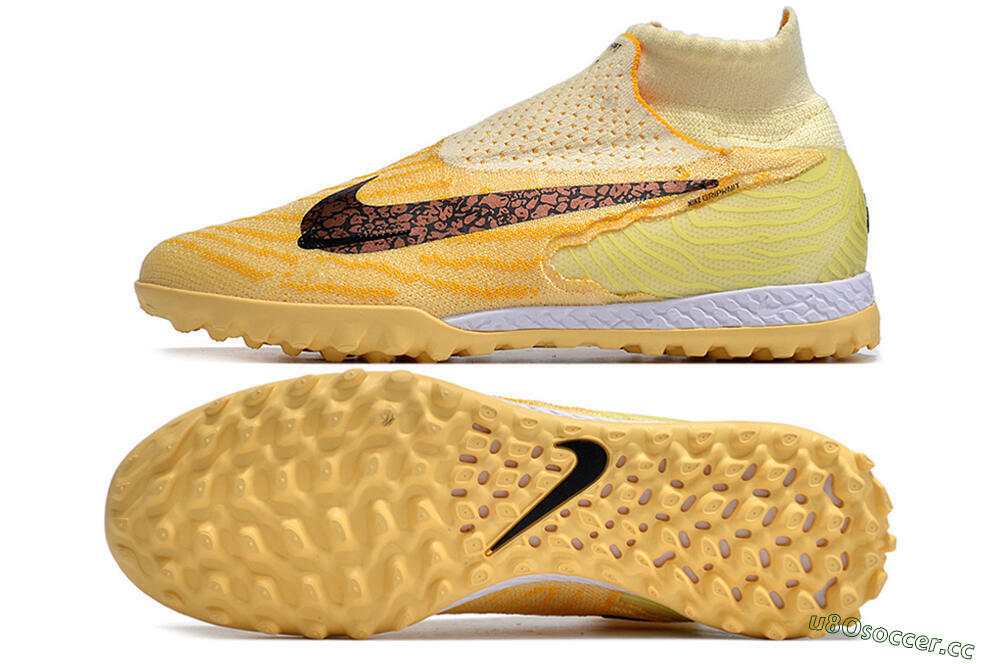 Unisex Nike Phantom GX Elite DF Link TF Artificial Turf High-Tops Football Shoes - Yellow/Black/Brown 1