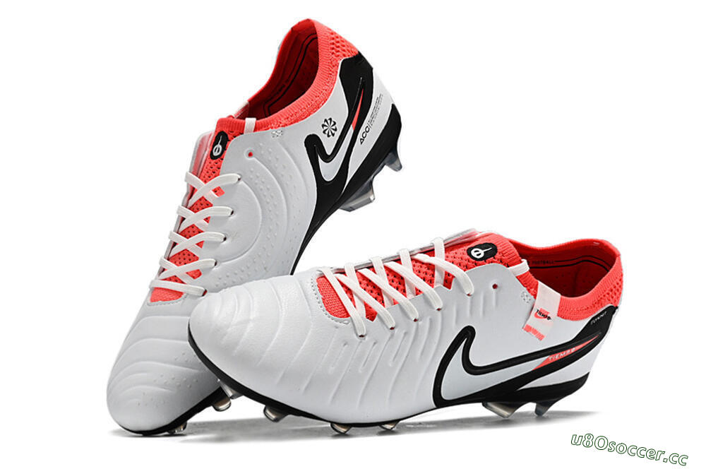 Unisex Nike Tiempo Legend 10 Elite FG Firm Ground Low-Tops Football Boots - White/Black/Red 5