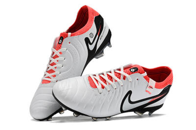 Unisex Nike Tiempo Legend 10 Elite FG Firm Ground Low-Tops Football Boots - White/Black/Red