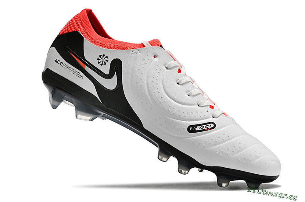 Unisex Nike Tiempo Legend 10 Elite FG Firm Ground Low-Tops Football Boots - White/Black/Red 6