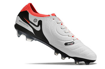 Unisex Nike Tiempo Legend 10 Elite FG Firm Ground Low-Tops Football Boots - White/Black/Red