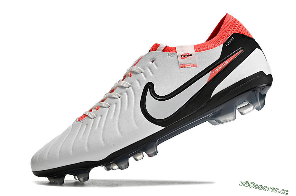 Unisex Nike Tiempo Legend 10 Elite FG Firm Ground Low-Tops Football Boots - White/Black/Red 7