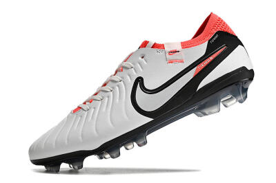 Unisex Nike Tiempo Legend 10 Elite FG Firm Ground Low-Tops Football Boots - White/Black/Red