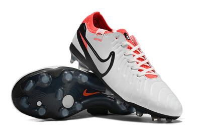 Unisex Nike Tiempo Legend 10 Elite FG Firm Ground Low-Tops Football Boots - White/Black/Red