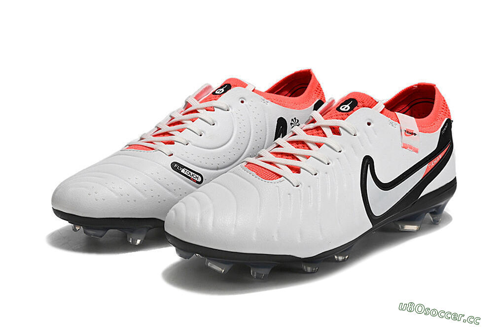 Unisex Nike Tiempo Legend 10 Elite FG Firm Ground Low-Tops Football Boots - White/Black/Red 9