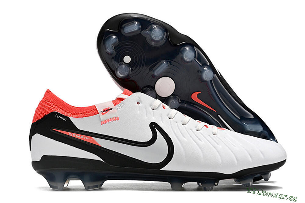 Unisex Nike Tiempo Legend 10 Elite FG Firm Ground Low-Tops Football Boots - White/Black/Red 2