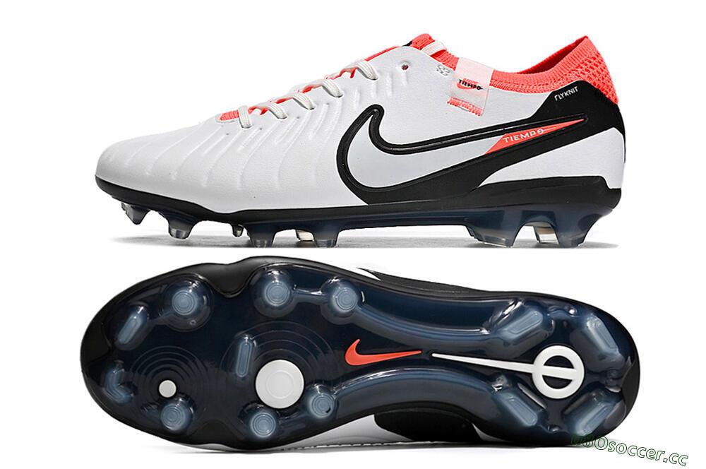 Unisex Nike Tiempo Legend 10 Elite FG Firm Ground Low-Tops Football Boots - White/Black/Red 1