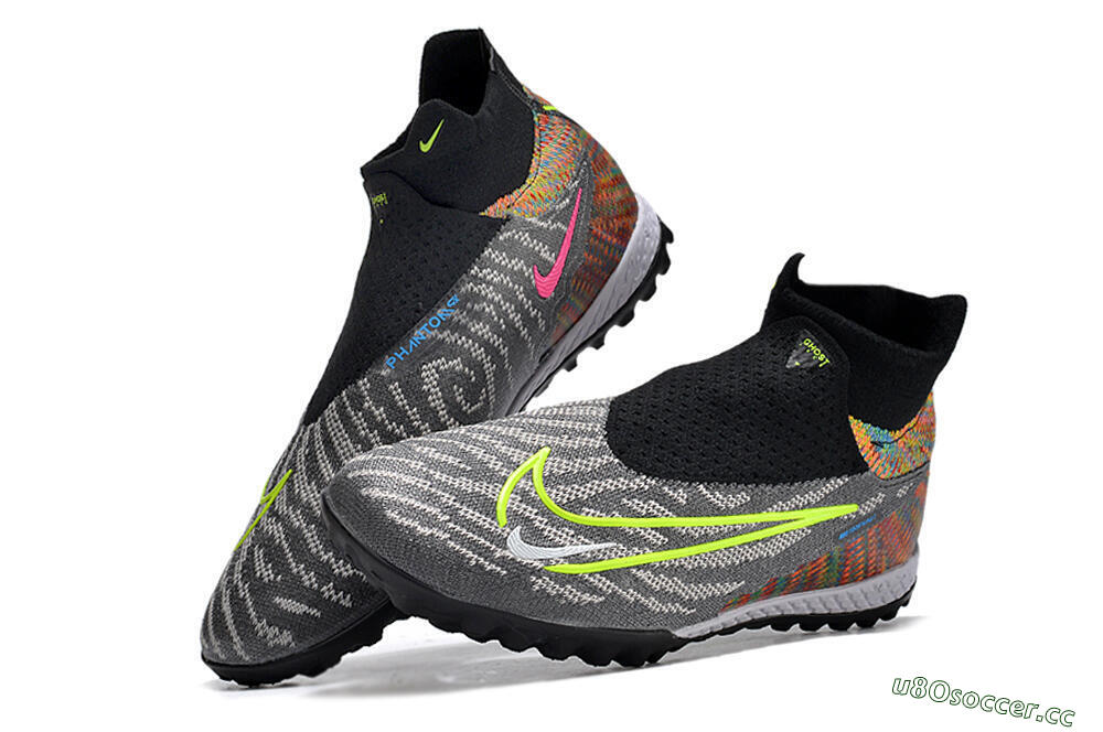 Unisex Nike Phantom GX Elite TF Artificial Turf High-Tops Football Shoes - Grey/Green/Black/Rainbow 5