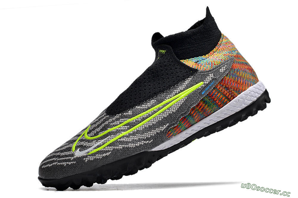 Unisex Nike Phantom GX Elite TF Artificial Turf High-Tops Football Shoes - Grey/Green/Black/Rainbow 7