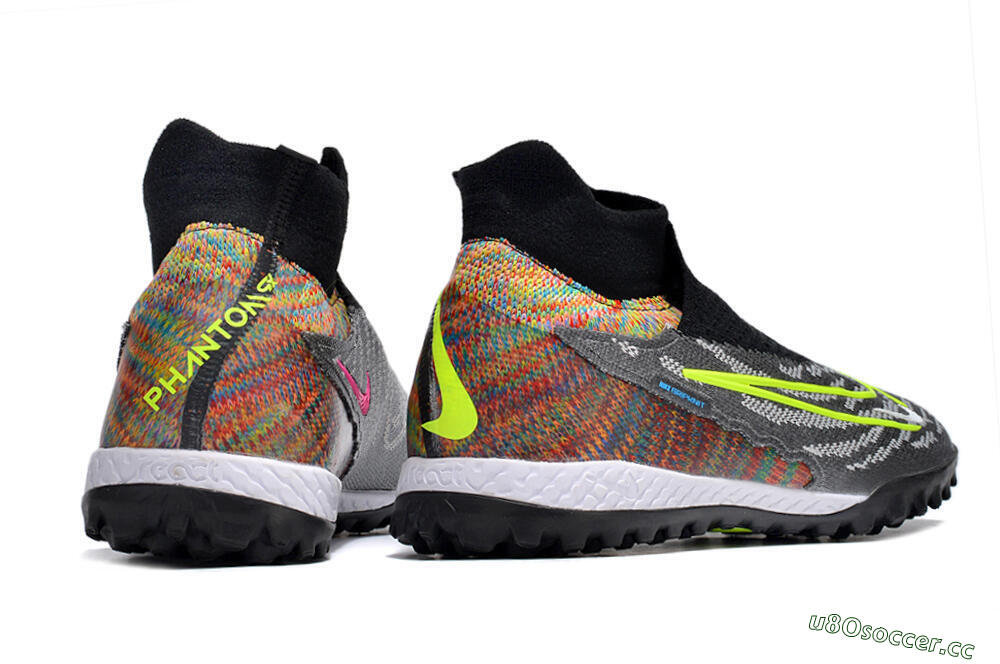 Unisex Nike Phantom GX Elite TF Artificial Turf High-Tops Football Shoes - Grey/Green/Black/Rainbow 8
