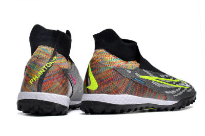 Unisex Nike Phantom GX Elite TF Artificial Turf High-Tops Football Shoes - Grey/Green/Black/Rainbow