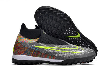 Unisex Nike Phantom GX Elite TF Artificial Turf High-Tops Football Shoes - Grey/Green/Black/Rainbow