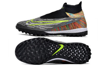 Unisex Nike Phantom GX Elite TF Artificial Turf High-Tops Football Shoes - Grey/Green/Black/Rainbow