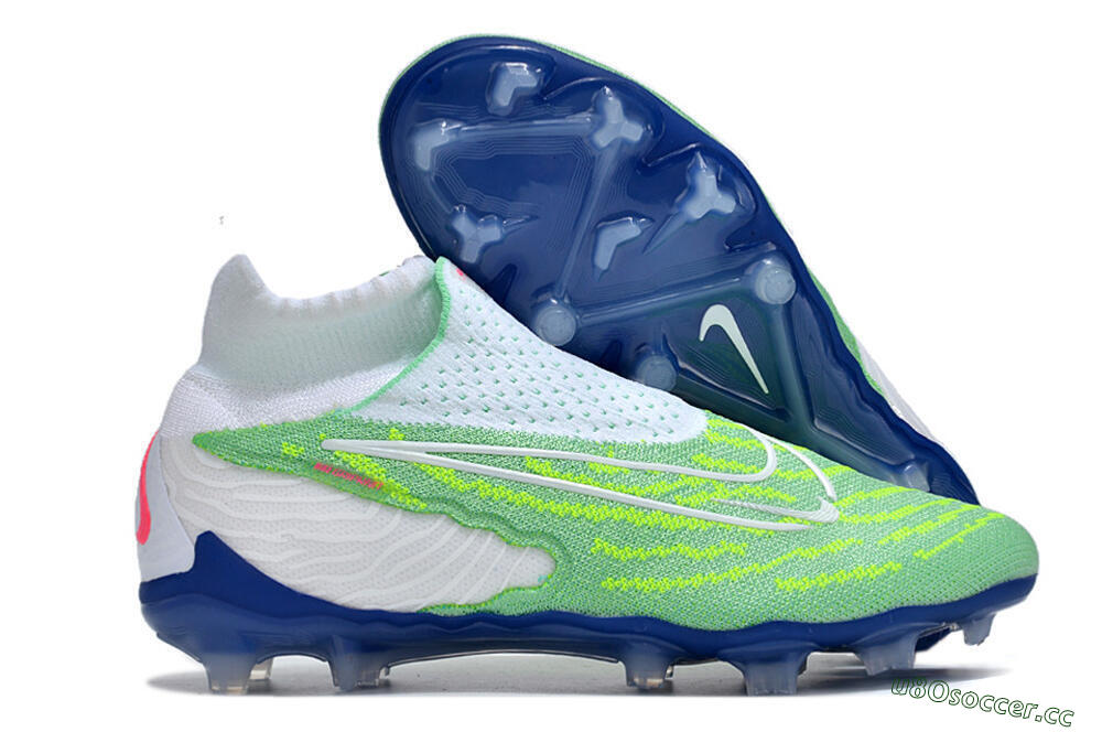 Unisex Nike Phantom GX DF Elite FG Firm Ground High-Tops Football Boots - Green/White/Blue 2