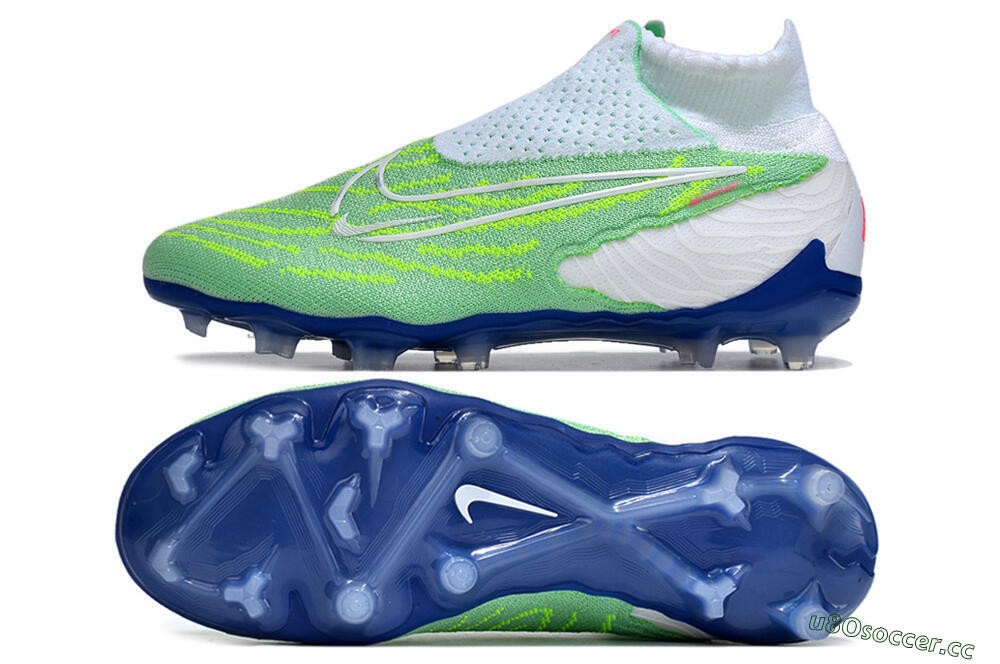 Unisex Nike Phantom GX DF Elite FG Firm Ground High-Tops Football Boots - Green/White/Blue 1