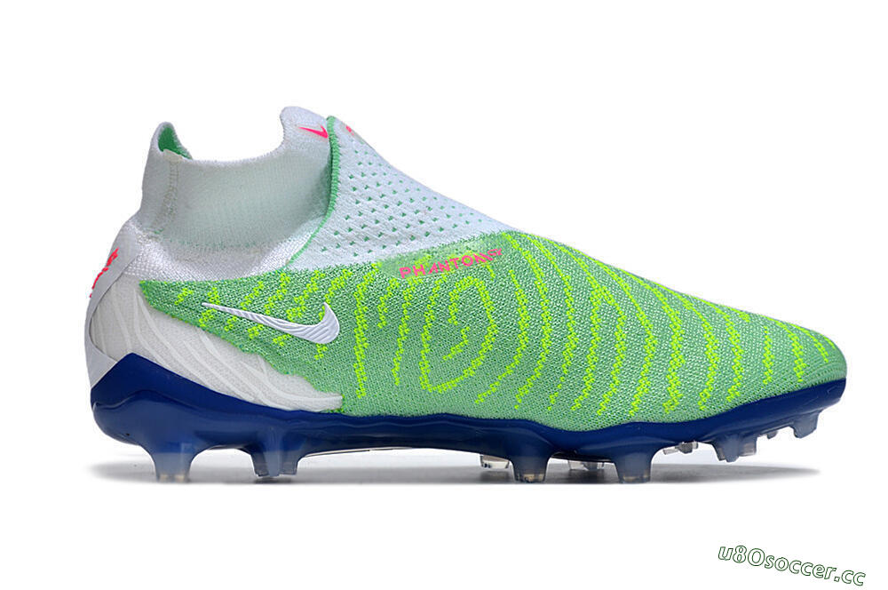 Unisex Nike Phantom GX DF Elite FG Firm Ground High-Tops Football Boots - Green/White/Blue 7