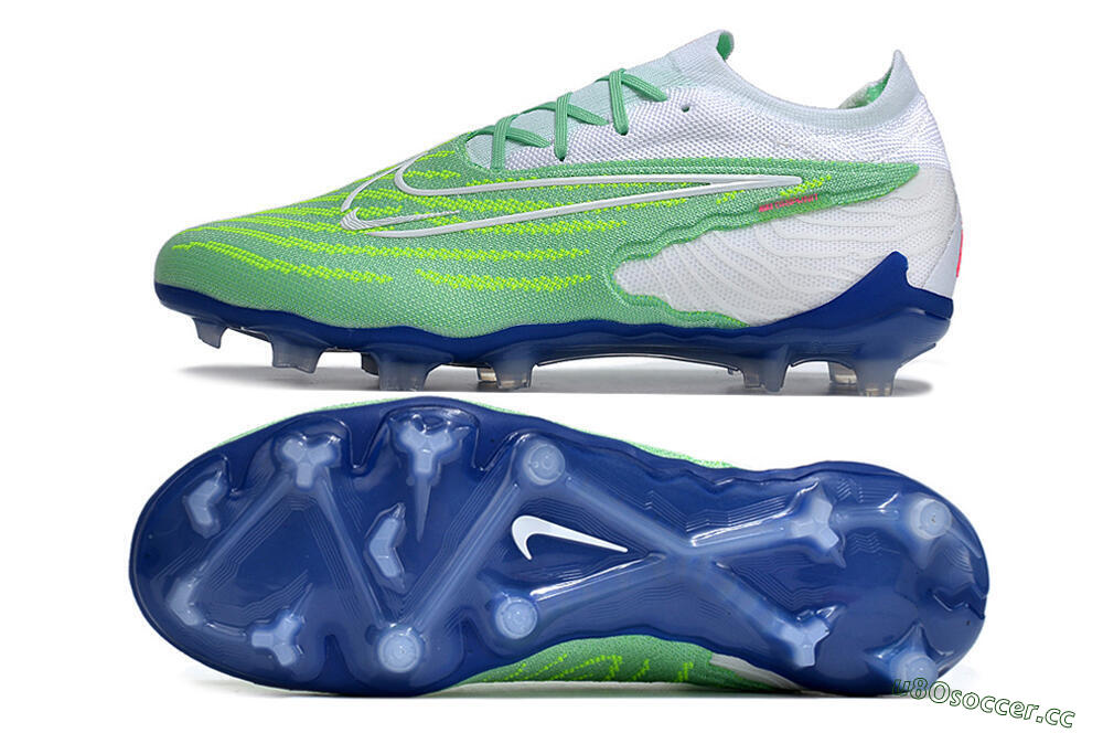 Unisex Nike Phantom GX Elite FG Firm Ground Low-Tops Football Boots - Green/White/Blue 1