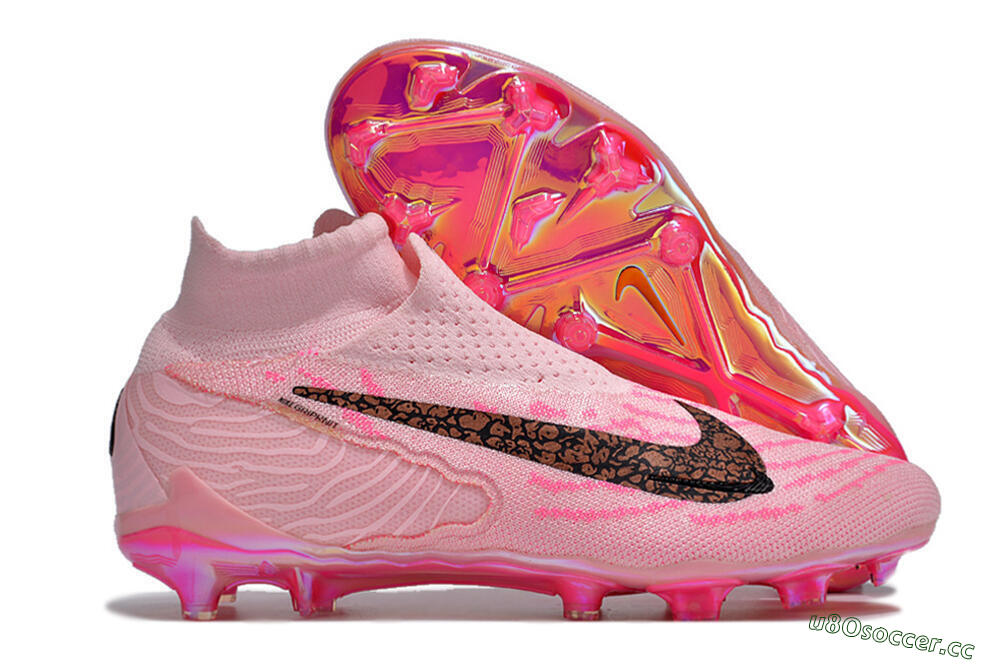 Unisex Nike Phantom GX Elite FG Firm Ground High-Tops Football Boots - Pink/Black/Gold 2