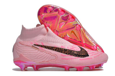 Unisex Nike Phantom GX Elite FG Firm Ground High-Tops Football Boots - Pink/Black/Gold