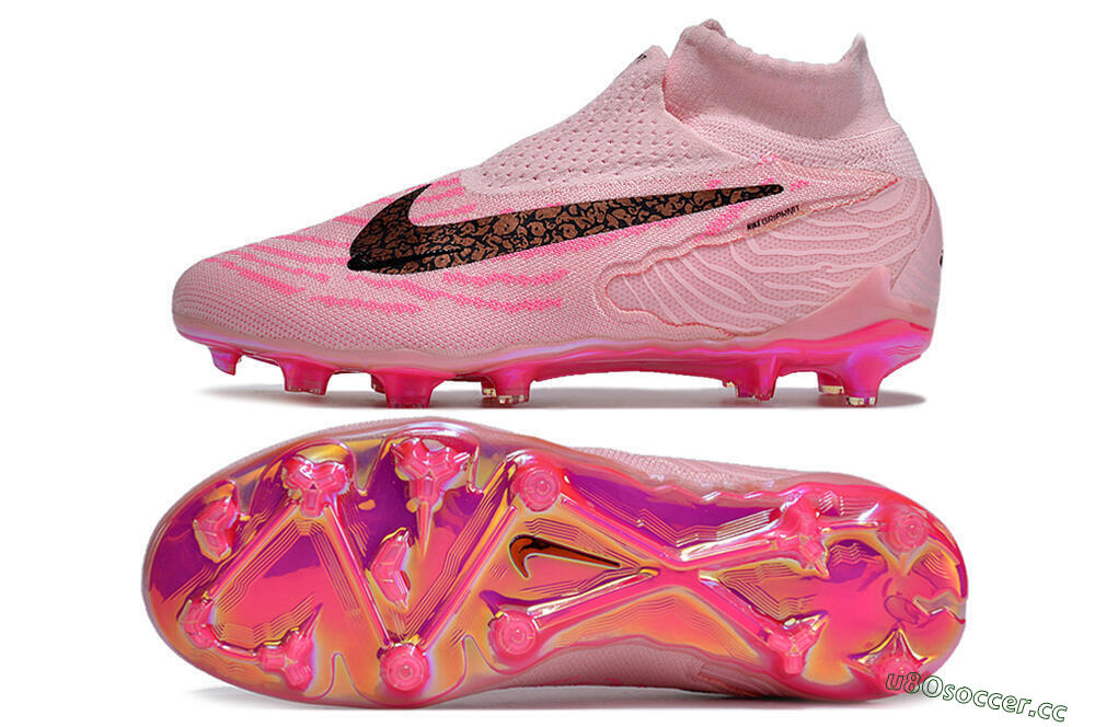 Unisex Nike Phantom GX Elite FG Firm Ground High-Tops Football Boots - Pink/Black/Gold 1