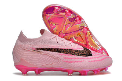 Unisex Nike Phantom GX Elite FG Firm Ground Low-Tops Football Boots - Pink/Black/Gold