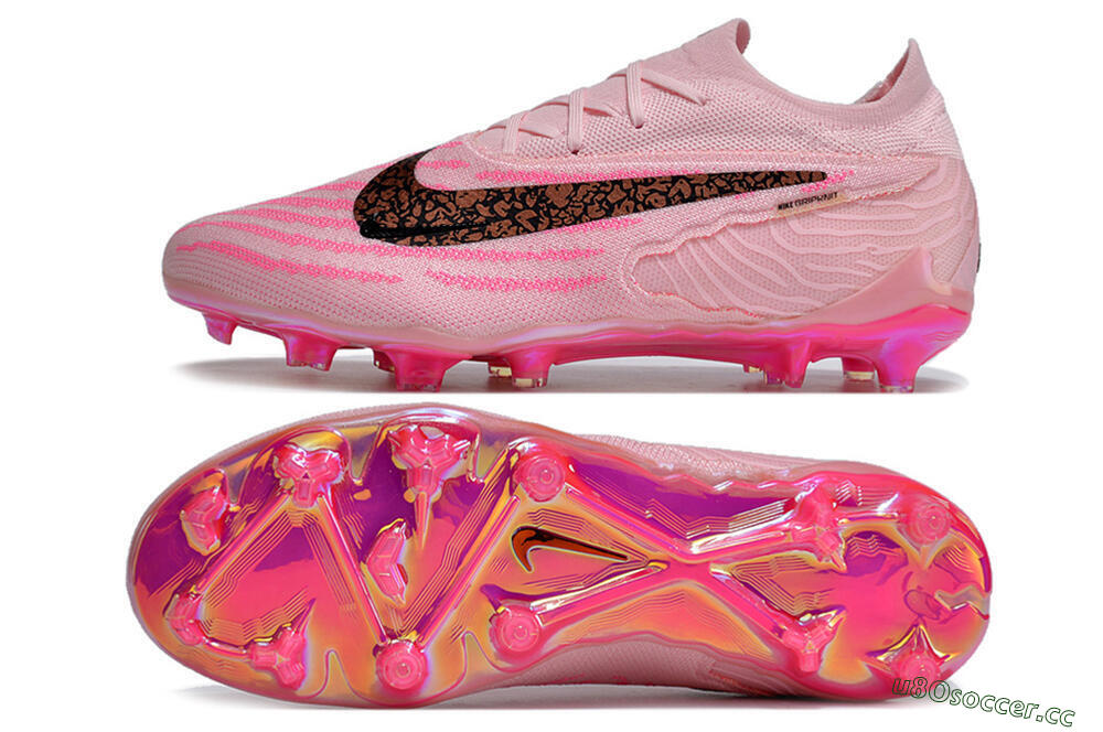 Unisex Nike Phantom GX Elite FG Firm Ground Low-Tops Football Boots - Pink/Black/Gold 1