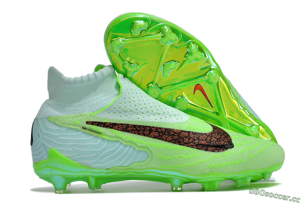 Unisex Nike Phantom GX DF Elite FG Firm Ground High-Tops Football Boots - Green/Black/Brown 2