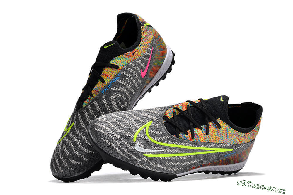 Unisex Nike Phantom GX Elite TF Artificial Turf Low-Tops Football Shoes - Grey/Green/Rainbow 5