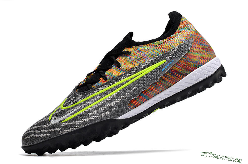 Unisex Nike Phantom GX Elite TF Artificial Turf Low-Tops Football Shoes - Grey/Green/Rainbow 7
