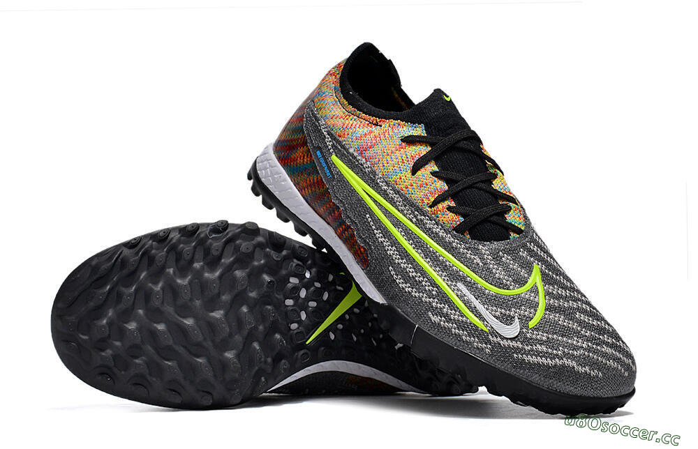 Unisex Nike Phantom GX Elite TF Artificial Turf Low-Tops Football Shoes - Grey/Green/Rainbow 4