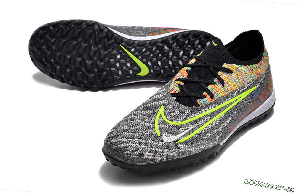 Unisex Nike Phantom GX Elite TF Artificial Turf Low-Tops Football Shoes - Grey/Green/Rainbow 3
