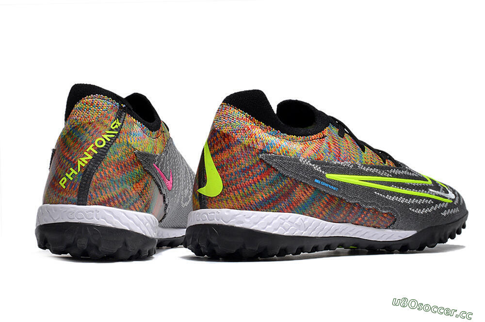 Unisex Nike Phantom GX Elite TF Artificial Turf Low-Tops Football Shoes - Grey/Green/Rainbow 8