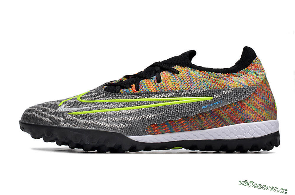 Unisex Nike Phantom GX Elite TF Artificial Turf Low-Tops Football Shoes - Grey/Green/Rainbow 0